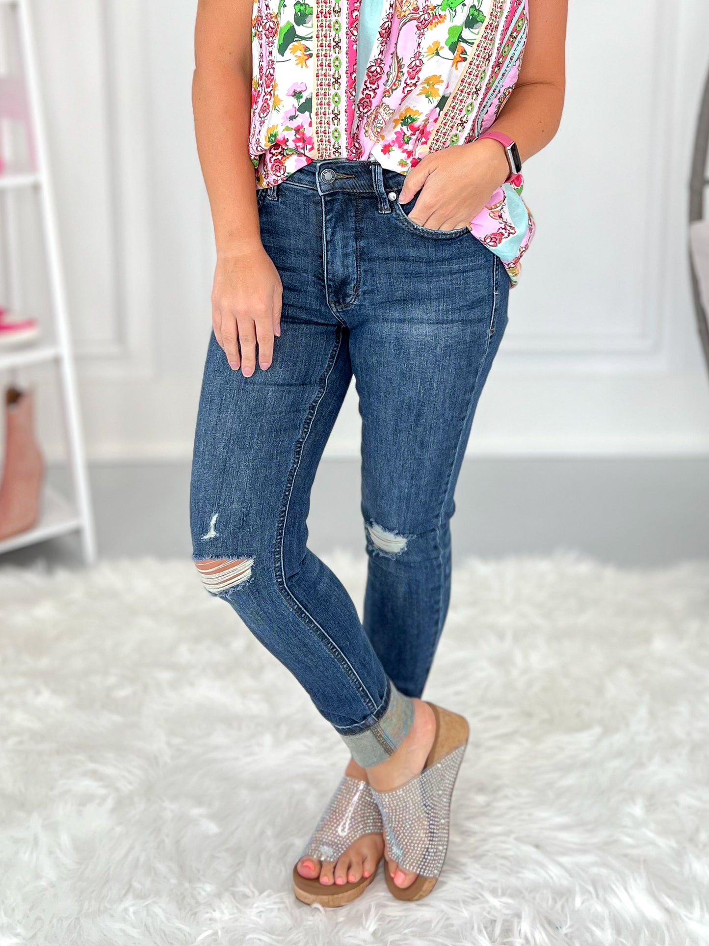 Looking Good - Judy Blue Tummy Control Destroyed Skinny Jean - Final Sale