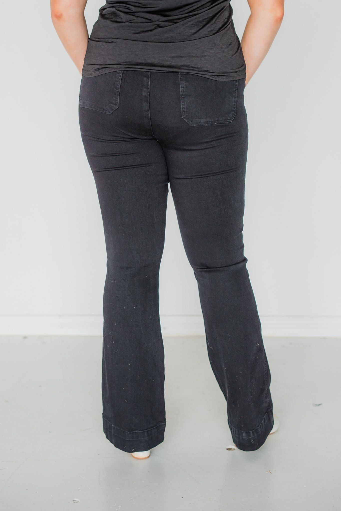 Black Magic - Judy Blue Pull On Waist Trouser Flare Jeans