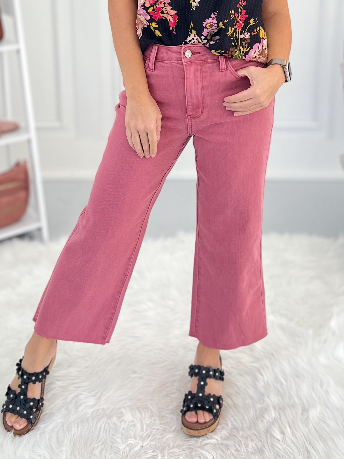 Blushing Blues - Judy Blue Cropped Wide Leg Jean