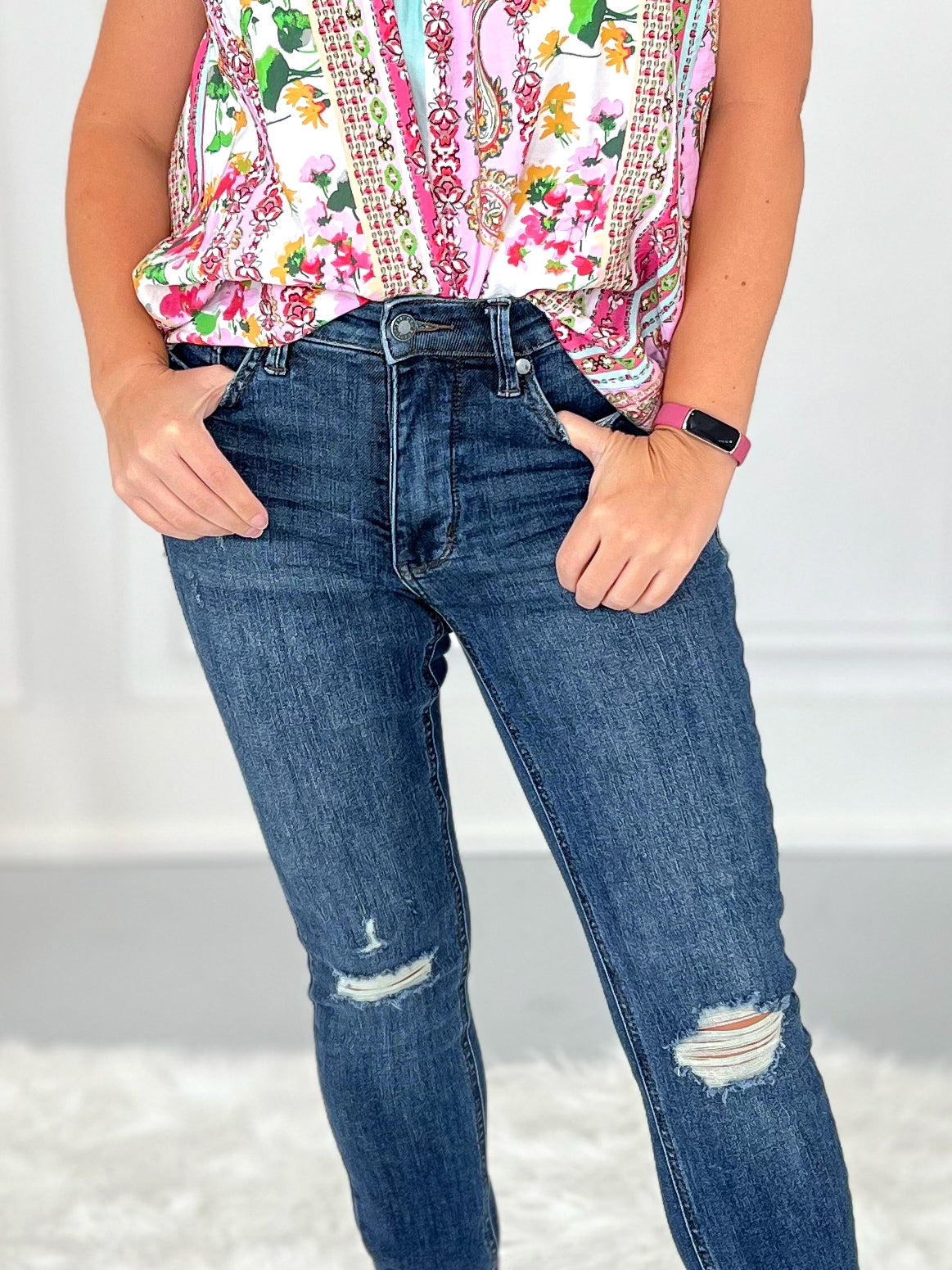 Looking Good - Judy Blue Tummy Control Destroyed Skinny Jean - Final Sale
