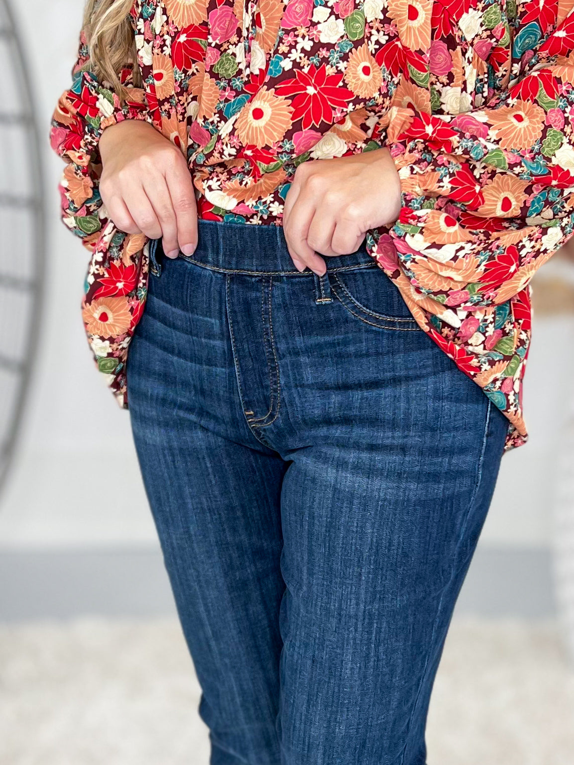 Shake It Off - Judy Blue Pull On Double Cuff Slim Jeans