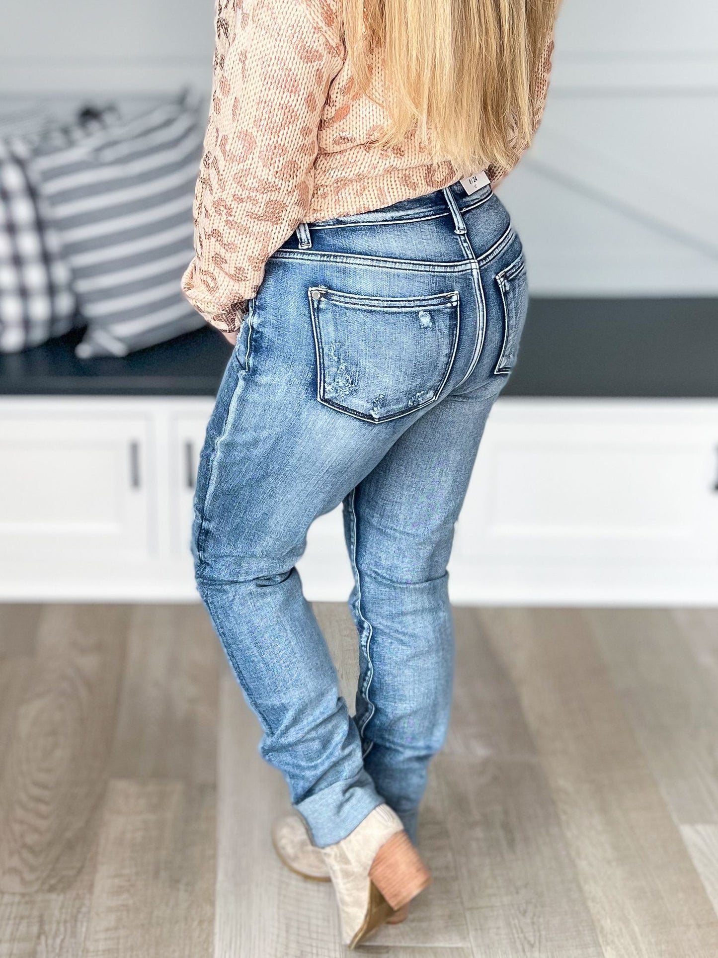 Hey Babe - Judy Blue Button Fly Contrast Wash Boyfriend jeans