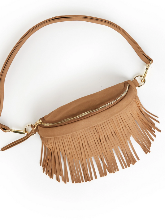 THE Original Removable Fringe Sling Bag - Tan - Final Sale