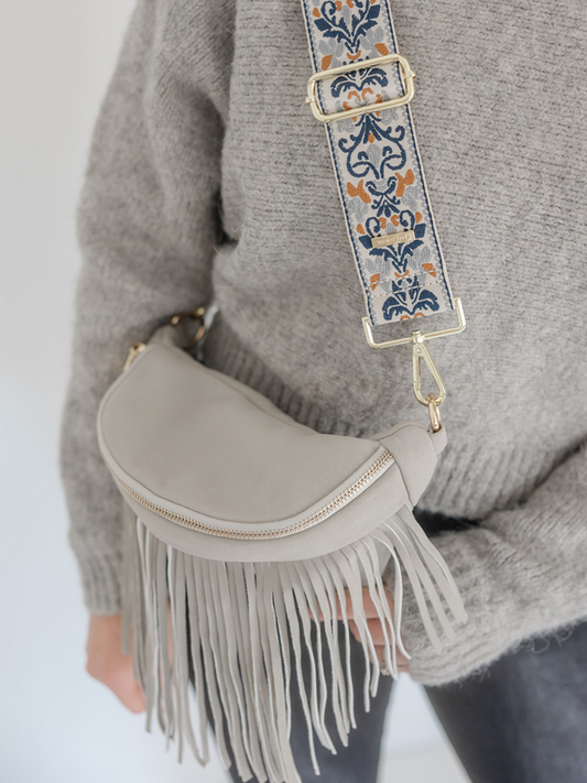 THE Original Removable Fringe Sling Bag - Grey - Final Sale