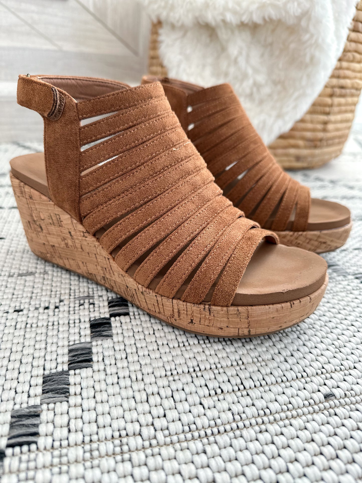 Corky's Oopsie Daisey Wedge - Tan Faux Suede - Final Sale