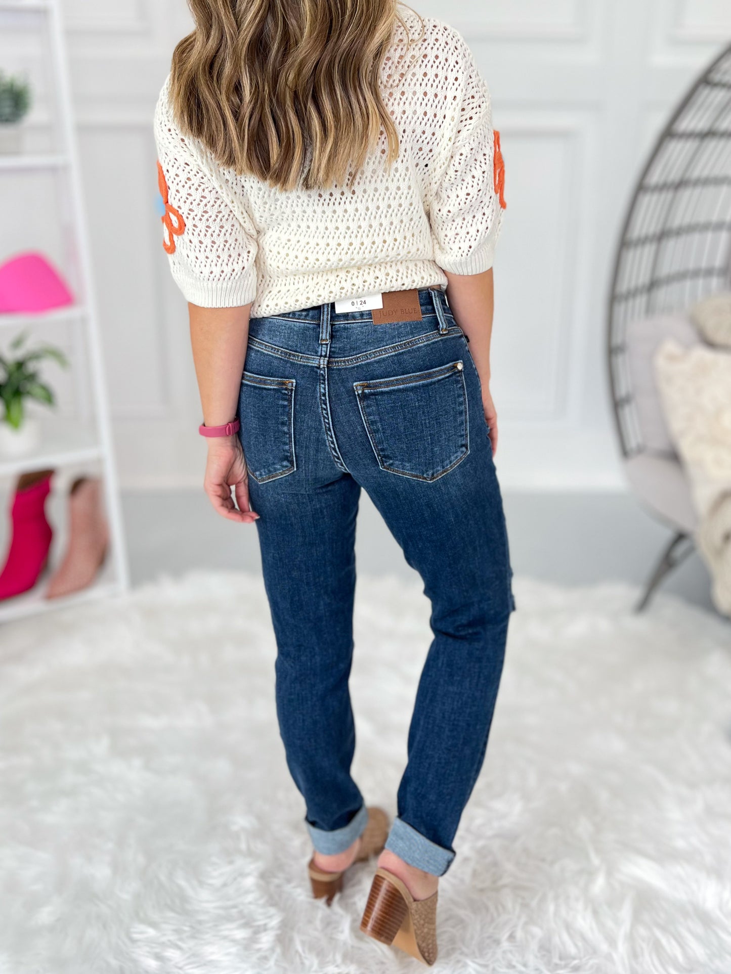 It's A Date - Judy Blue Mild Distressed Slim Jeans - Final Sale