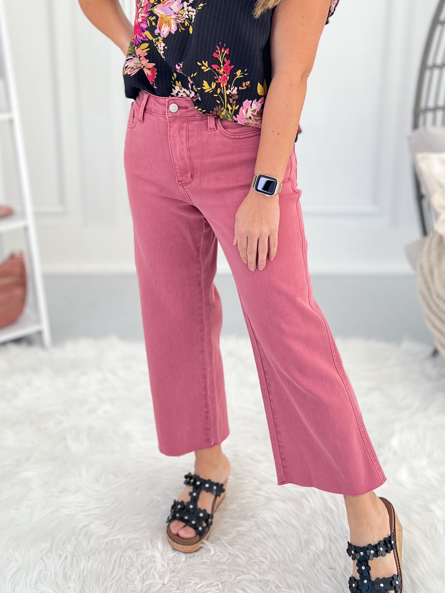 Blushing Blues - Judy Blue Cropped Wide Leg Jean