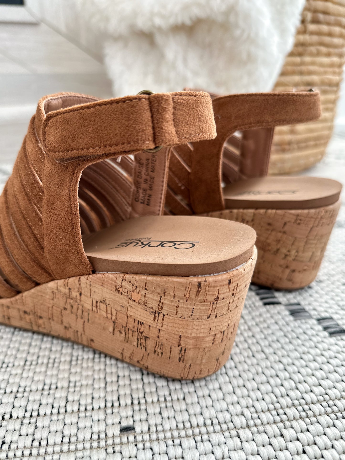 Corky's Oopsie Daisey Wedge - Tan Faux Suede - Final Sale