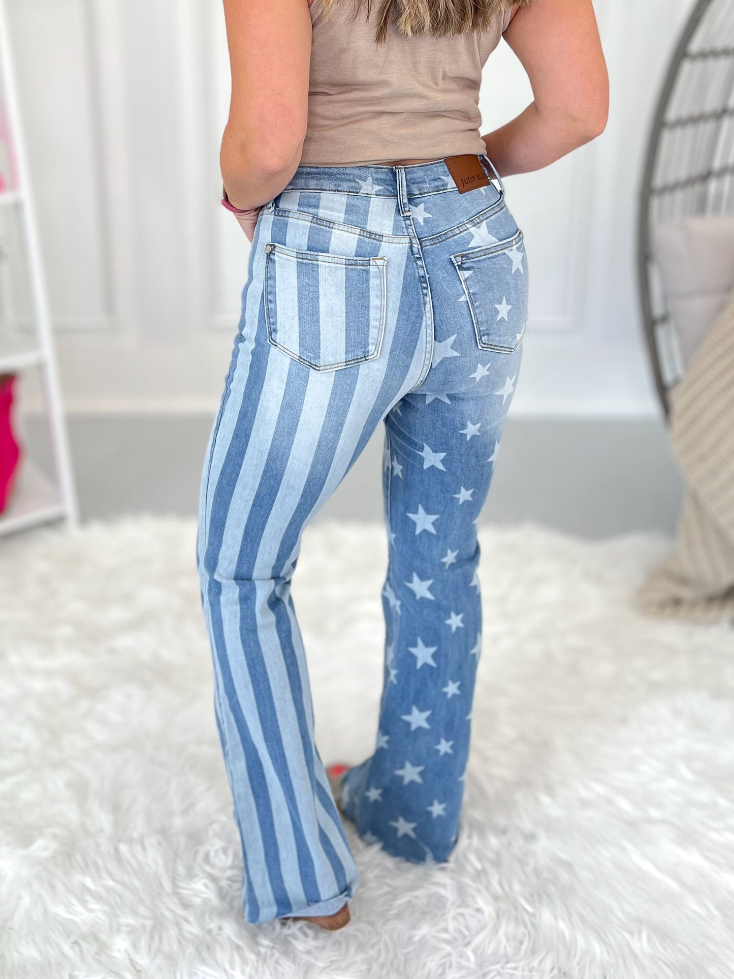 The Stars And Stripes - Judy Blue Bleached Flare Jeans - Final Sale