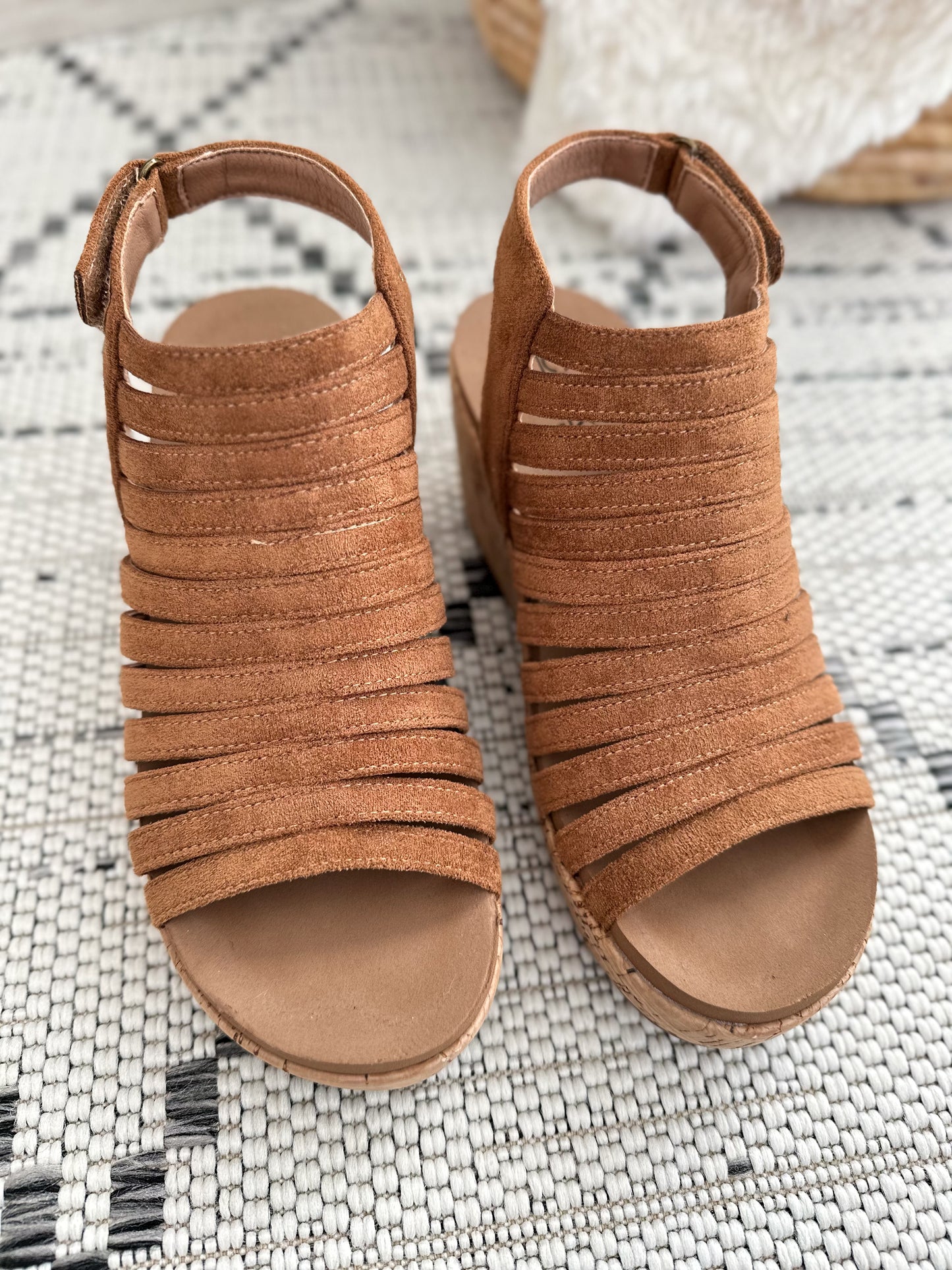 Corky's Oopsie Daisey Wedge - Tan Faux Suede - Final Sale