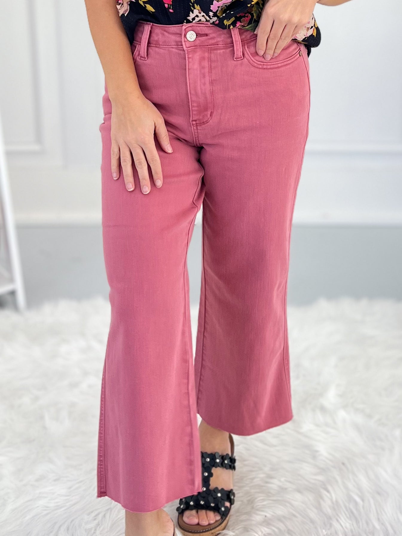 Blushing Blues - Judy Blue Cropped Wide Leg Jean