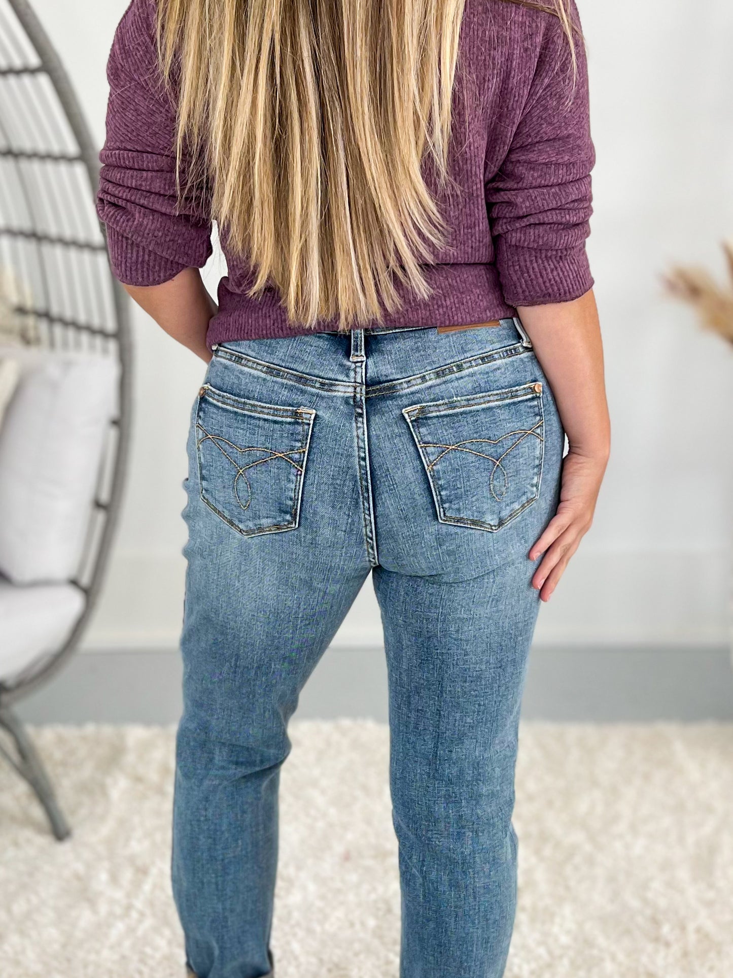 Full Extension - Judy Blue Destroyed Double Cuffed Long Boyfriend Jean
