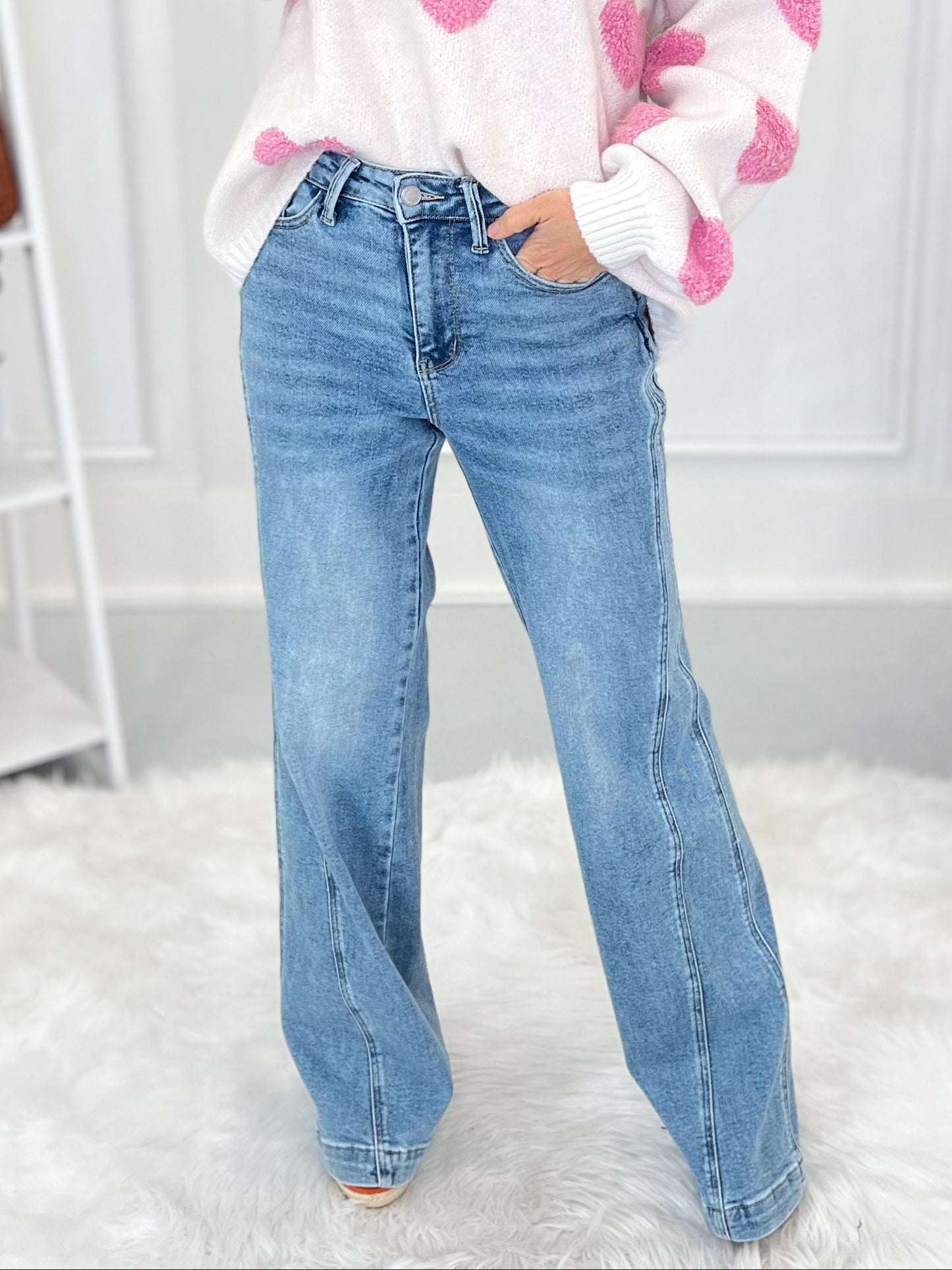Look On The Bright Side - Judy Blue Retro Wide Leg Jeans