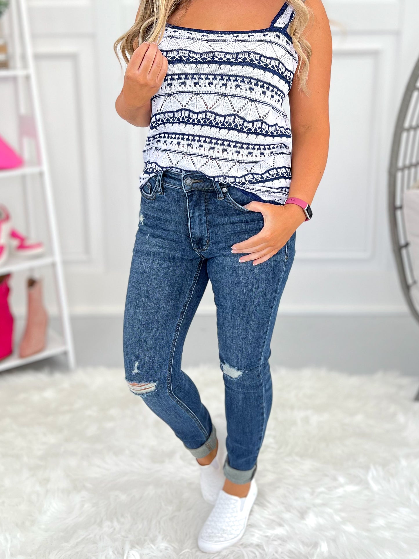 Looking Good - Judy Blue Tummy Control Destroyed Skinny Jean - Final Sale