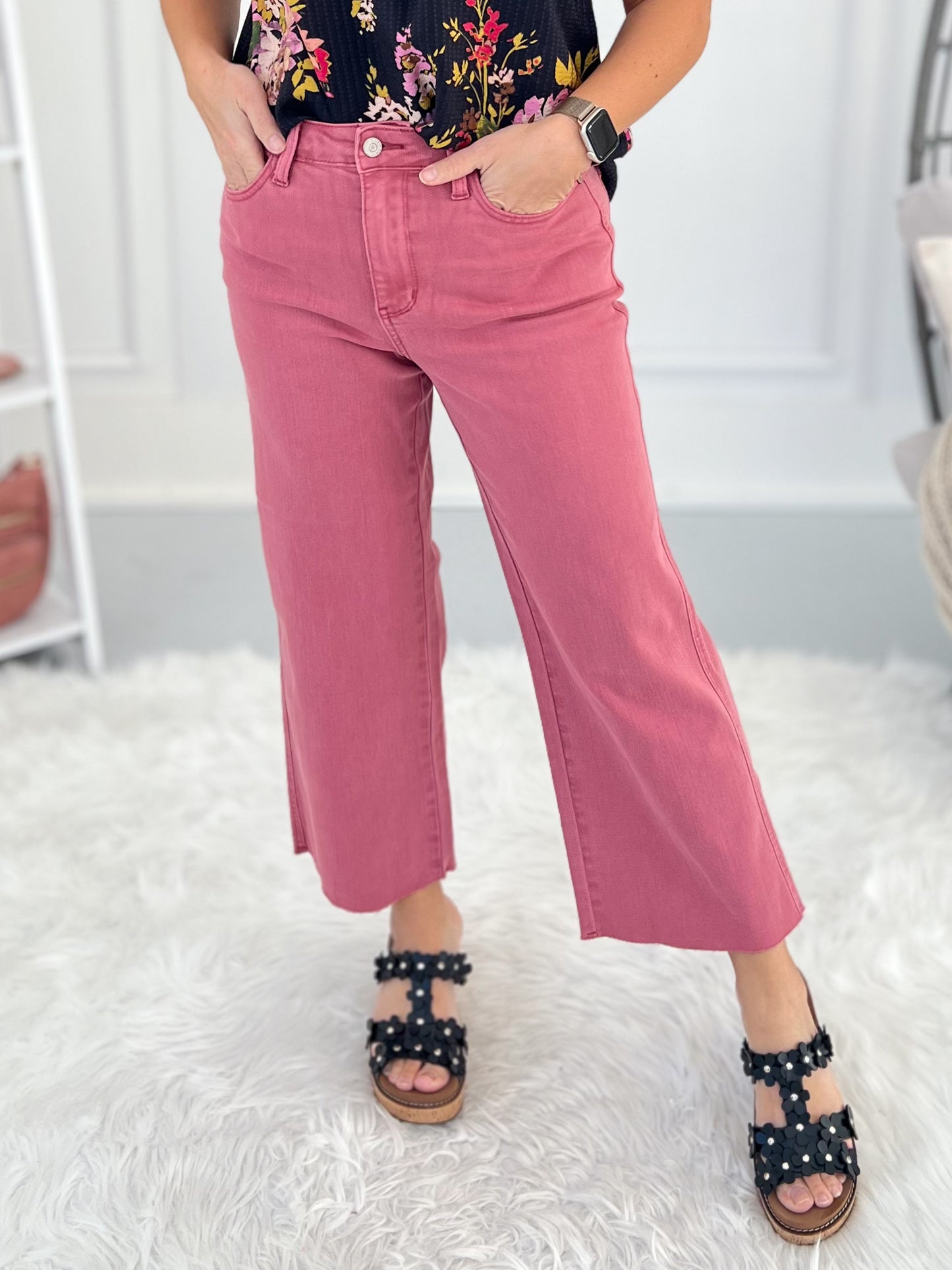 Blushing Blues - Judy Blue Cropped Wide Leg Jean