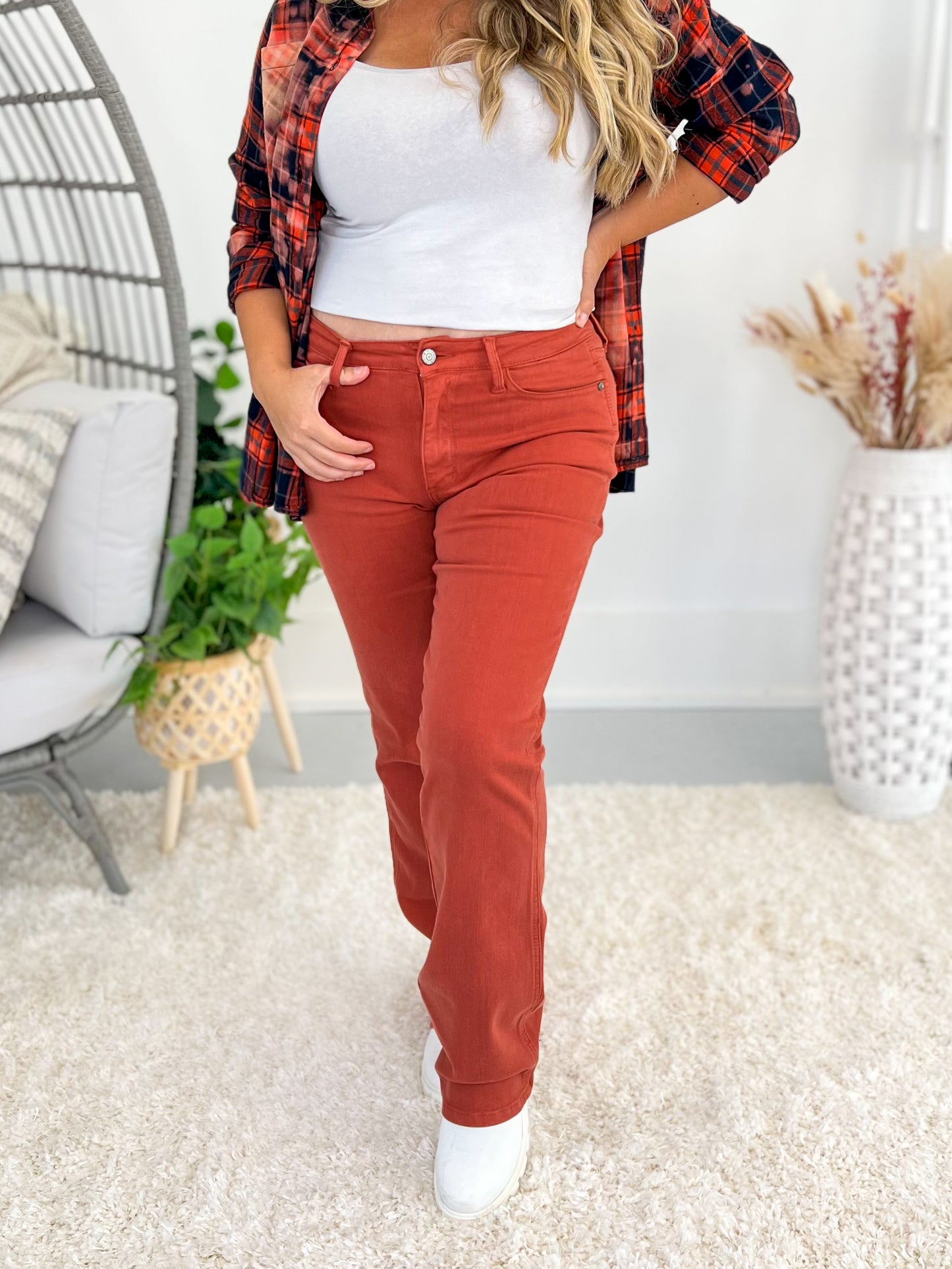 Judy Blue - Terracotta Dyed Slim Bootcut Jeans