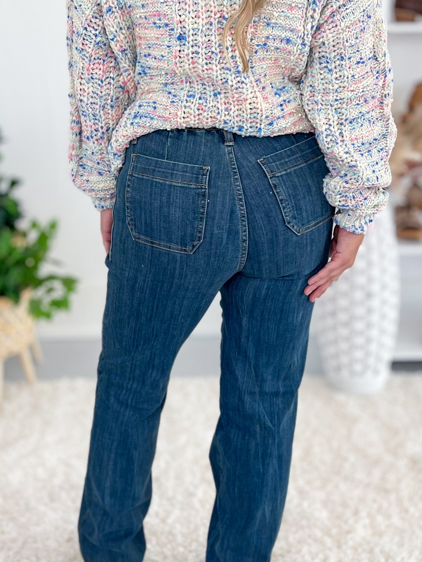 Judy Blue Vintage Elastic Waist Straight Jeans