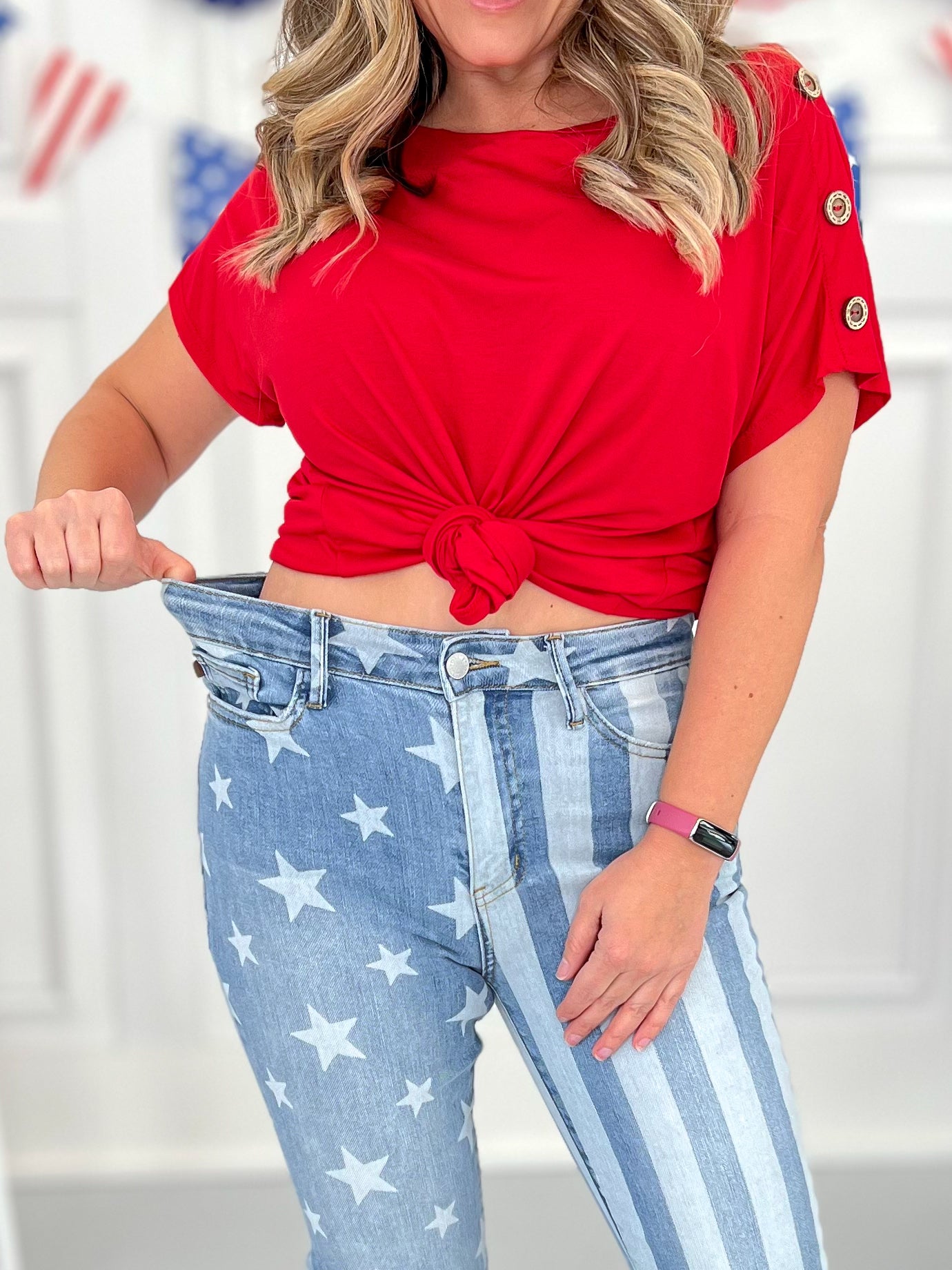 The Stars And Stripes - Judy Blue Bleached Flare Jeans - Final Sale