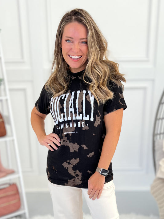 Socially Awkward Bleached Graphic Tee