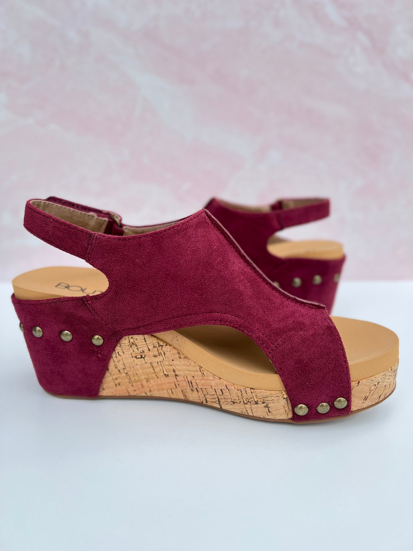 Corky's Carley Wedge - Dark Red Suede