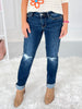 It's A Date - Judy Blue Mild Distressed Slim Jeans - Final Sale