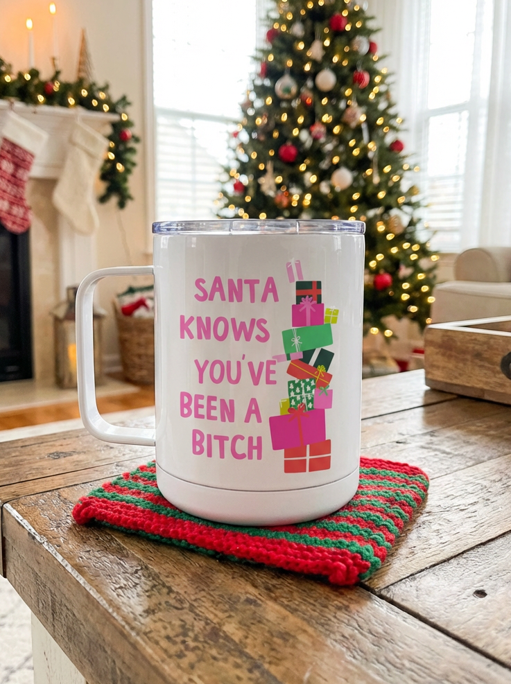 10oz Stainless Travel Cup - Santa Knows