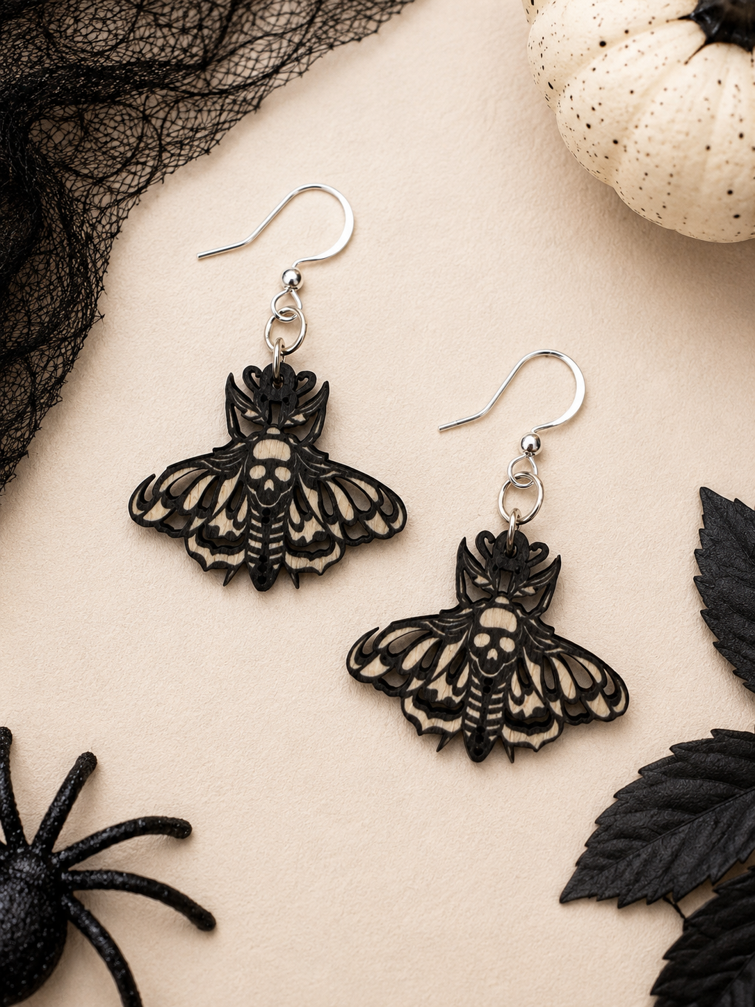 Skull Moth Earrings