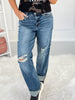 Tinted Love - Judy Blue Distressed Straight Leg Dad Jean