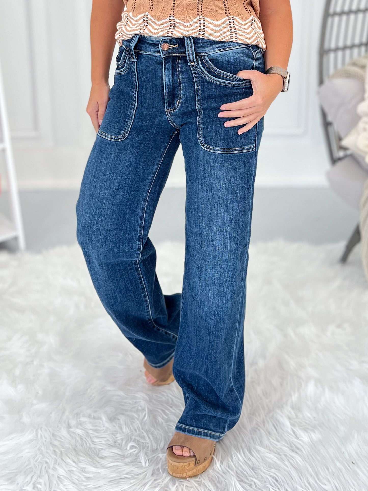 Double Up - Judy Blue Double Pocket 90's Straight Leg Jean