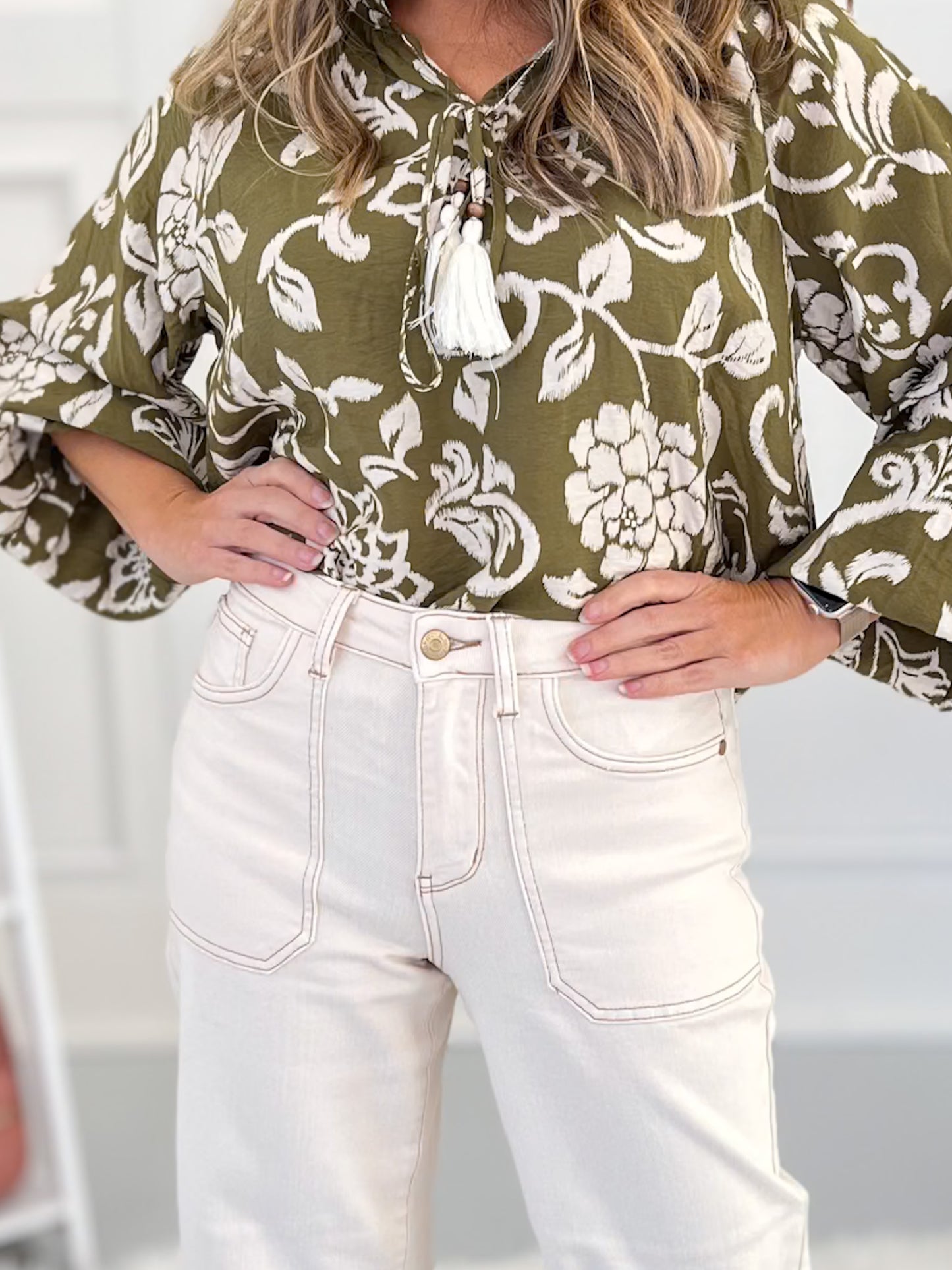 Milky Way - Judy Blue Ecru Wide Leg Cropped Jeans - Final Sale