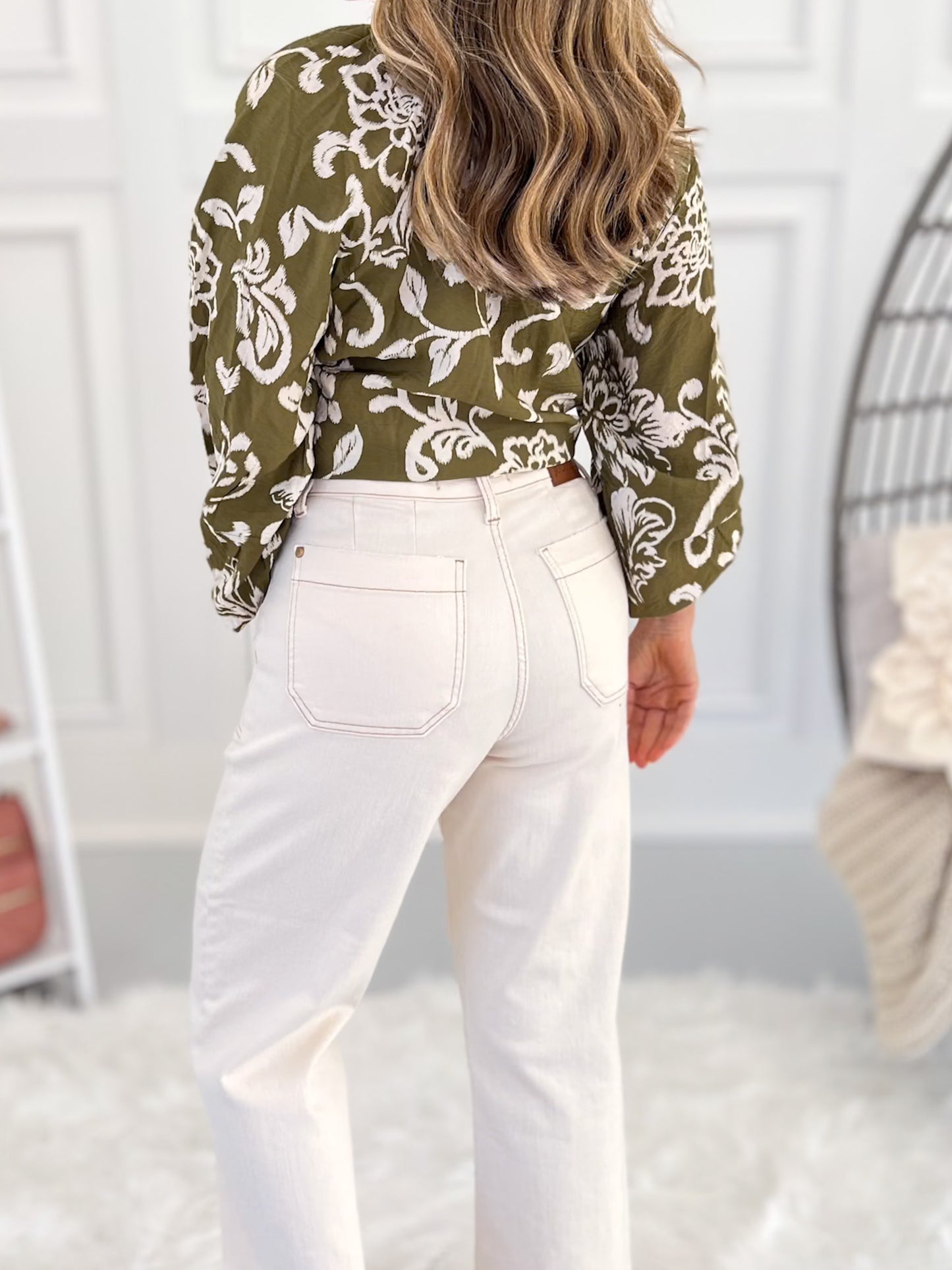 Milky Way - Judy Blue Ecru Wide Leg Cropped Jeans - Final Sale