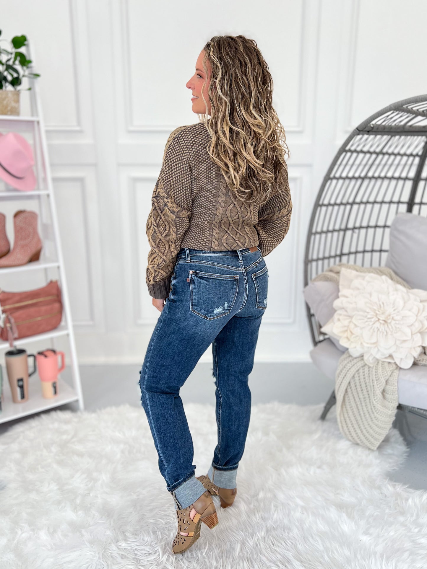 Work From Home - Judy Blue Distressed Boyfriend Jeans