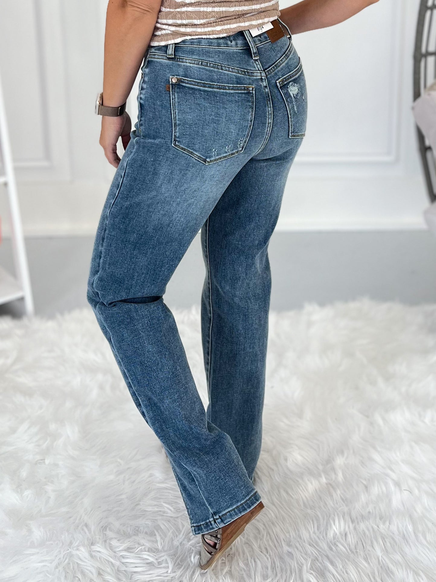 Rock On - Judy Blue Front Seam & Slit Straight Jeans