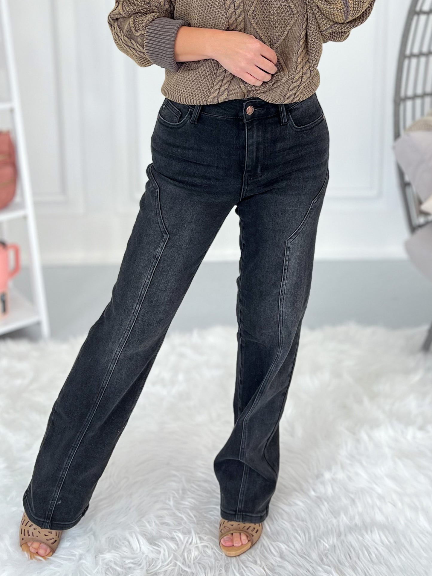 Night Rider - Judy Blue Western Detail Straight Leg Jean