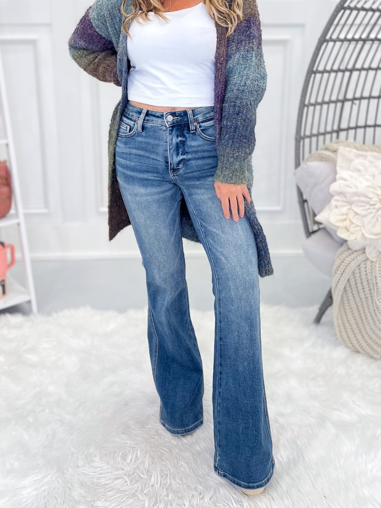 Retro Wave - Judy Blue Tummy Control Shield Pocket Flare Jeans