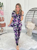 Spooky Pajama Jogger Set - Floral Skulls - Final Sale