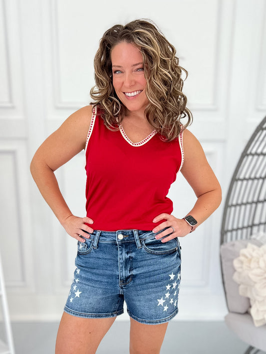 All Star - Judy Blue Star Splatter Shorts