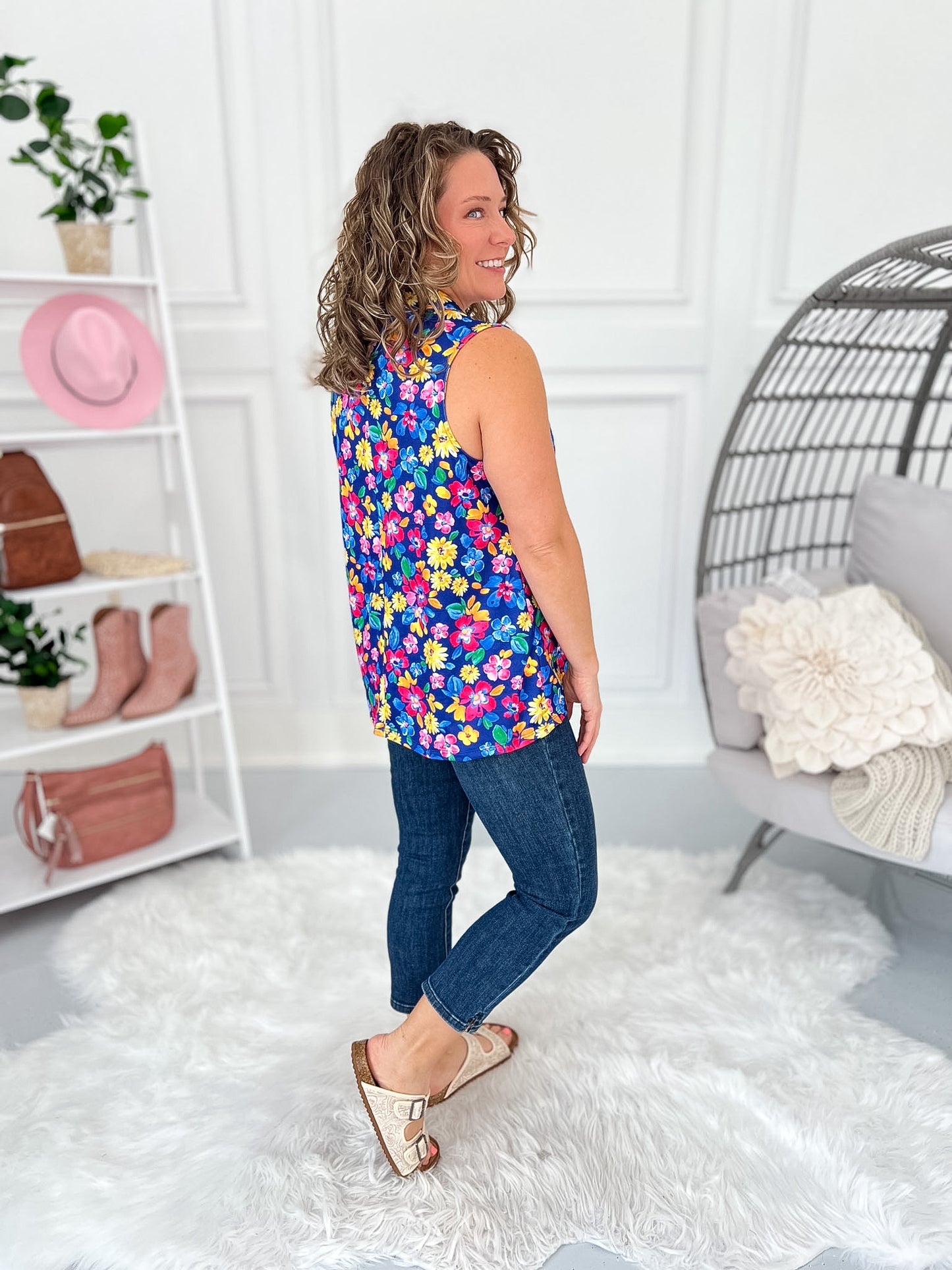 Brighter The Bloom Quarter Zip Tank