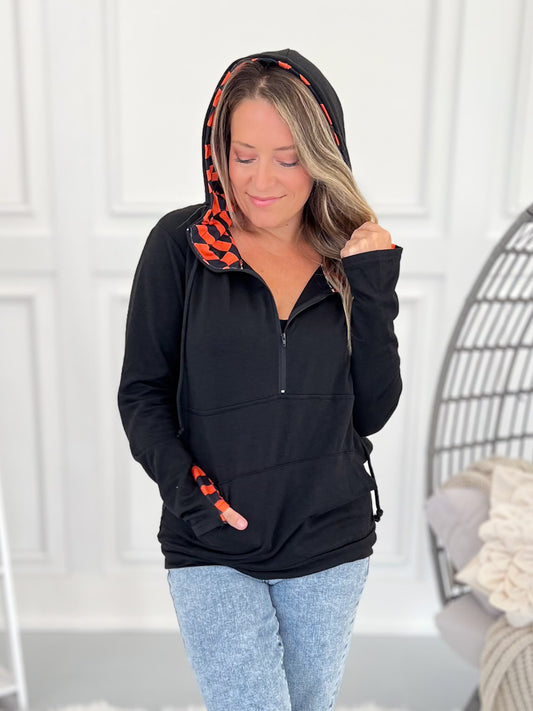 Audrey Lounge Hoodie - Orange Check - Final Sale