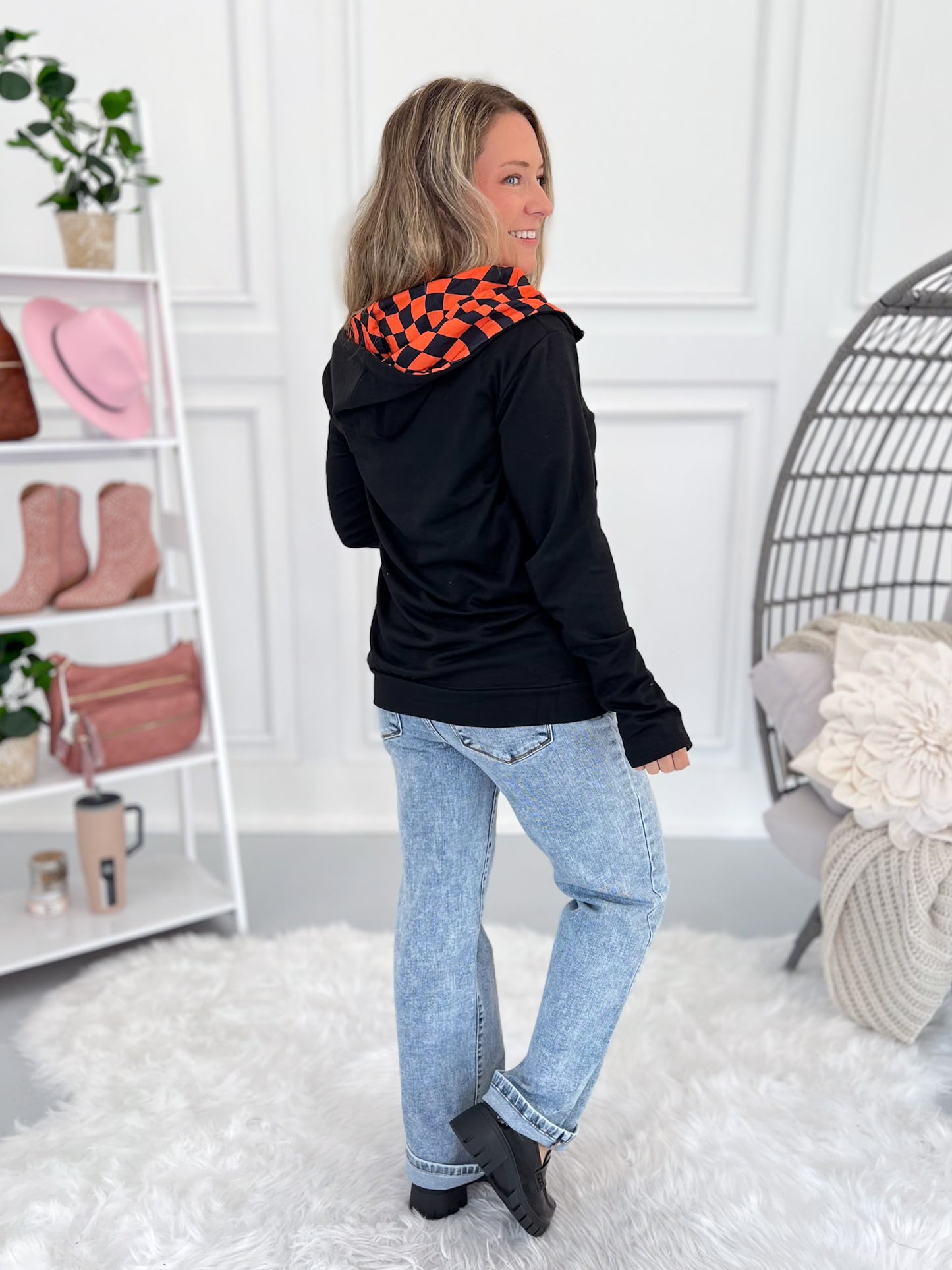 Audrey Lounge Hoodie - Orange Check