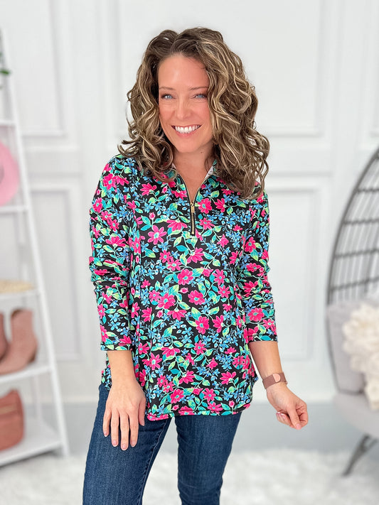 Business Is Blooming Quarter Zip Top