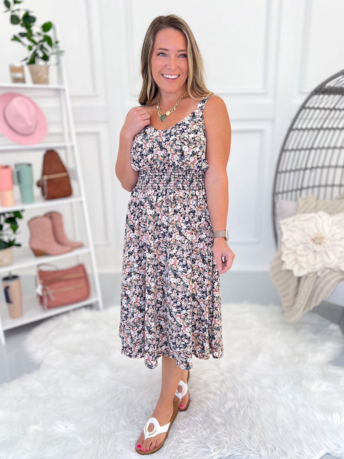 Cassidy Floral Midi Dress - Vintage Floral - Final Sale