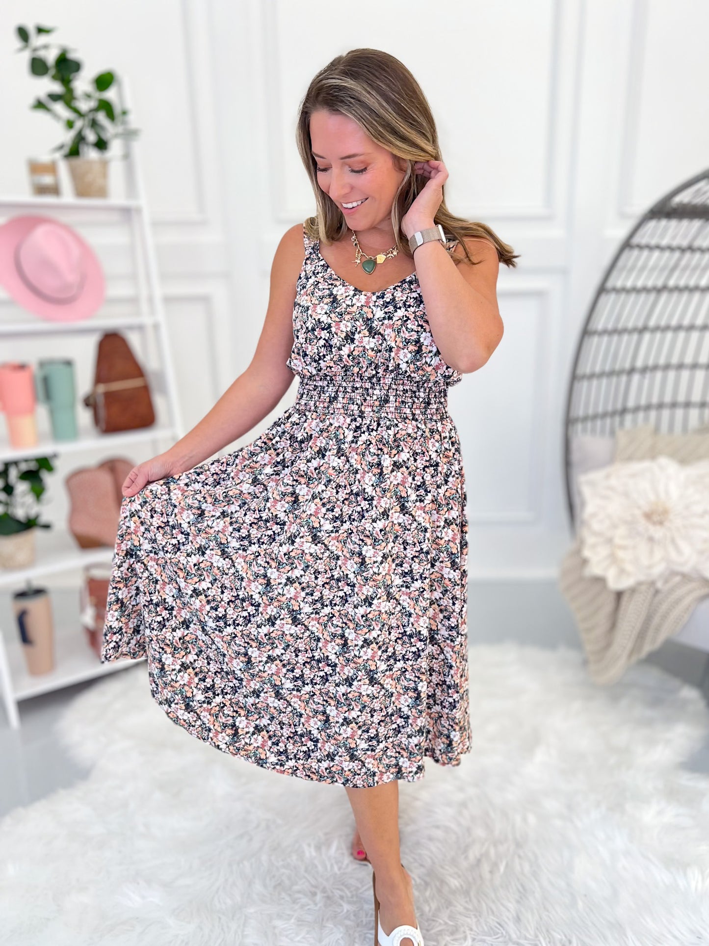 Cassidy Floral Midi Dress - Vintage Floral - Final Sale