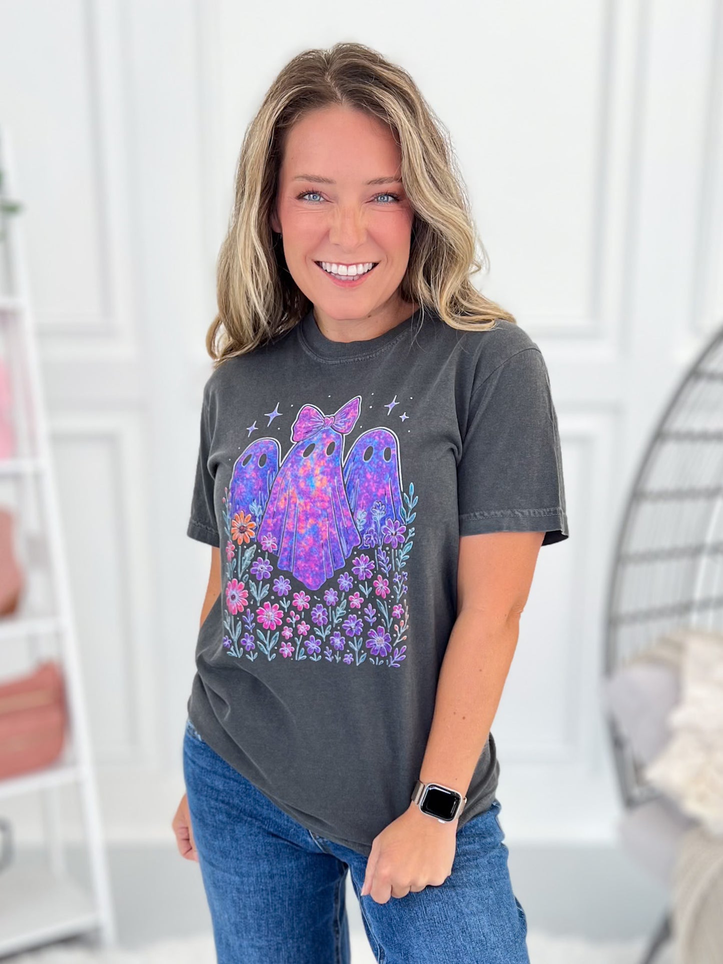 Iridescent Ghost Halloween Graphic Tee