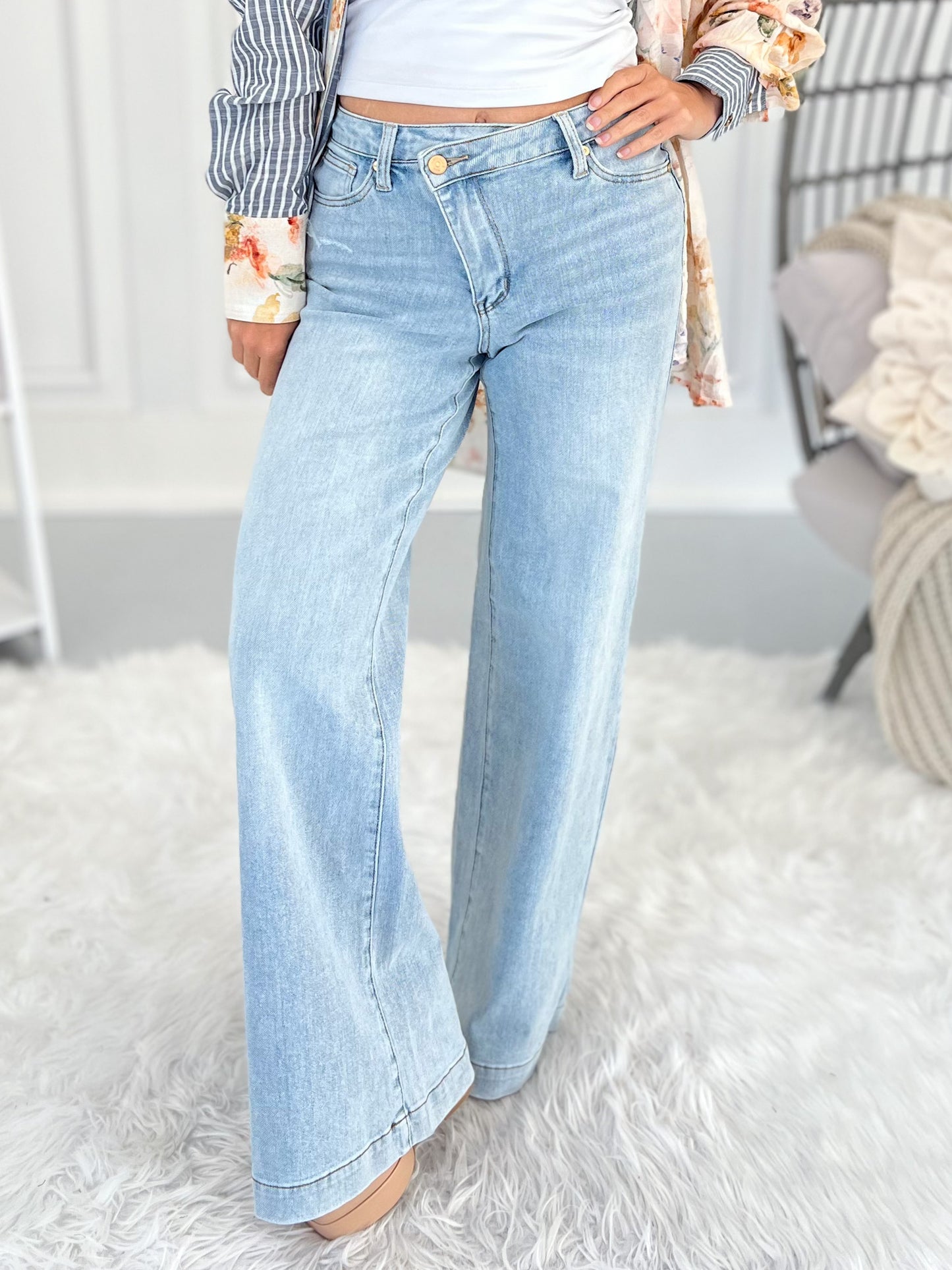 Cross My Heart - Judy Blue Criss Cross Waist Retro Wide Leg Jean