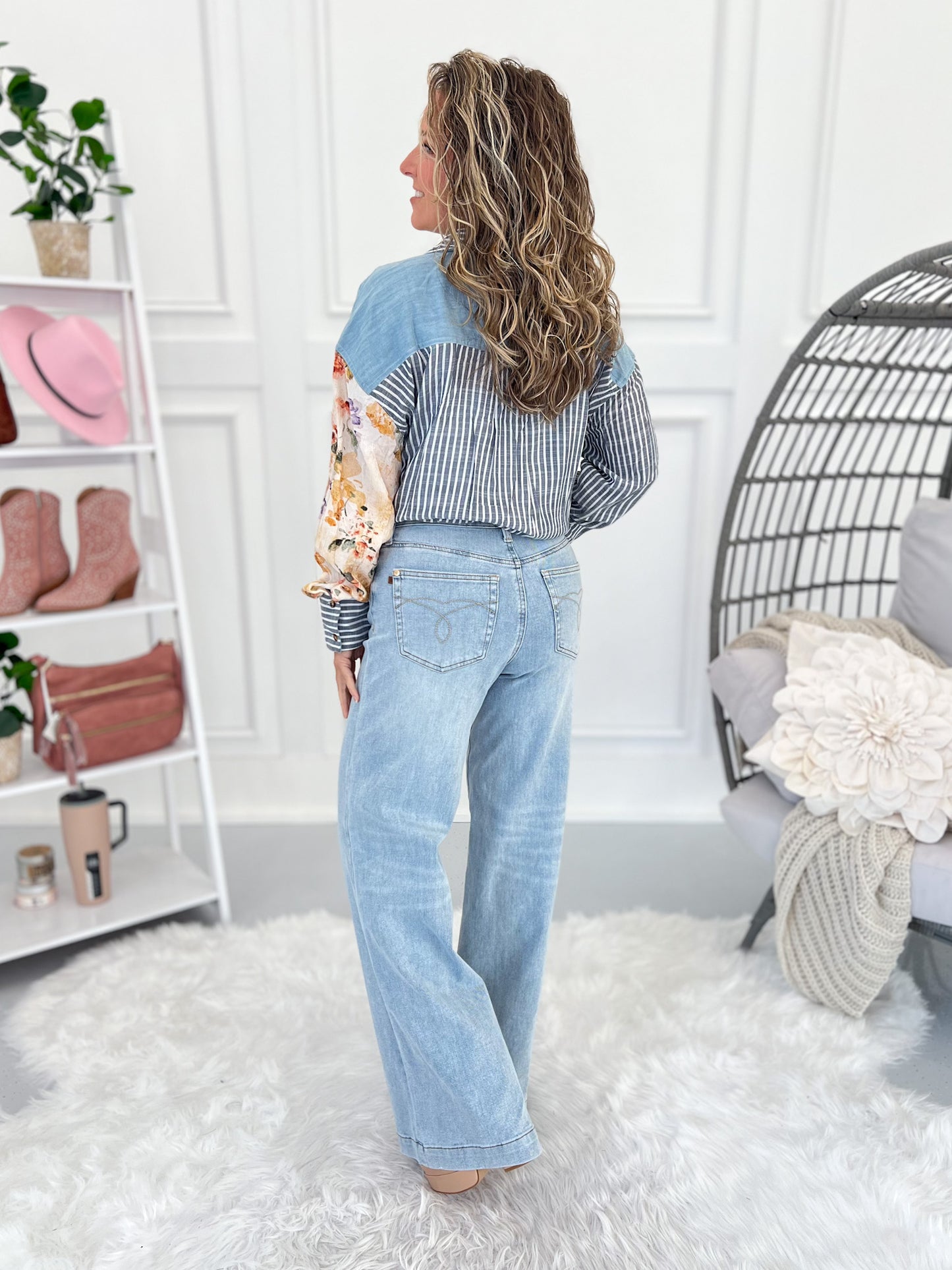 Cross My Heart - Judy Blue Criss Cross Waist Retro Wide Leg Jean
