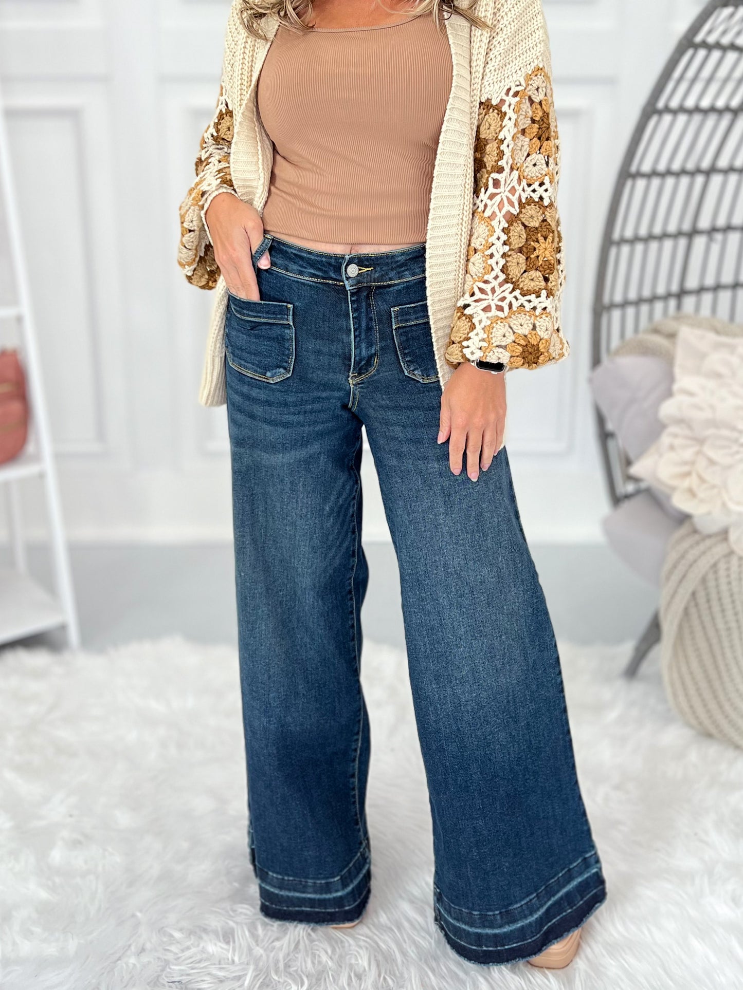 Boogie Nights - Judy Blue Palazzo Jean with Patch Pockets