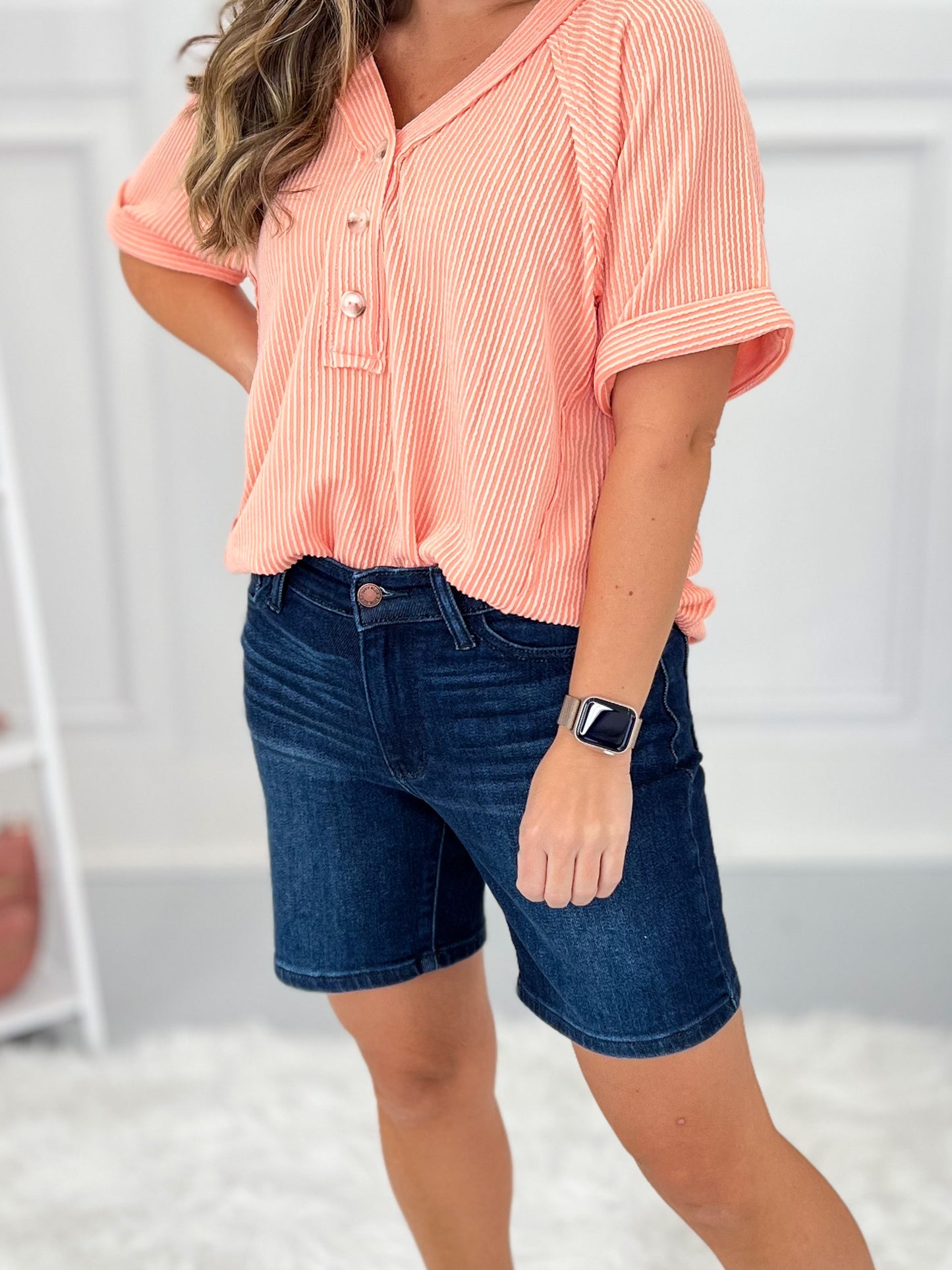 Vibe Catcher - Judy Blue V-front Bermuda Shorts - Final Sale
