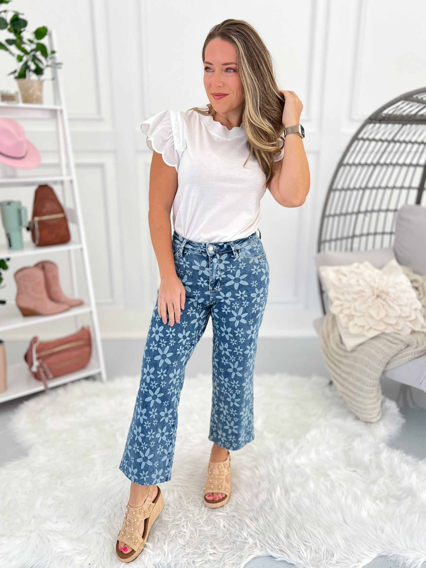 Bloom And Blues - Judy Blue Wide Leg Cropped Jeans