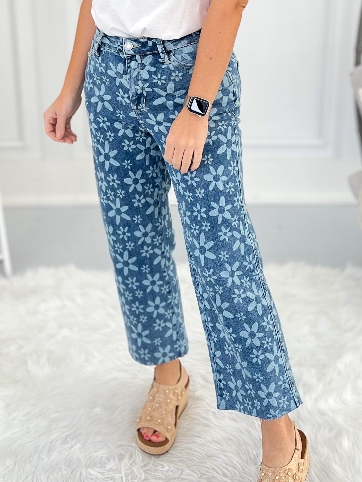 Bloom And Blues - Judy Blue Wide Leg Cropped Jeans